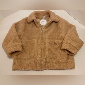 Princess Polly Tan Sherpa Style Zip Jacket, S/M